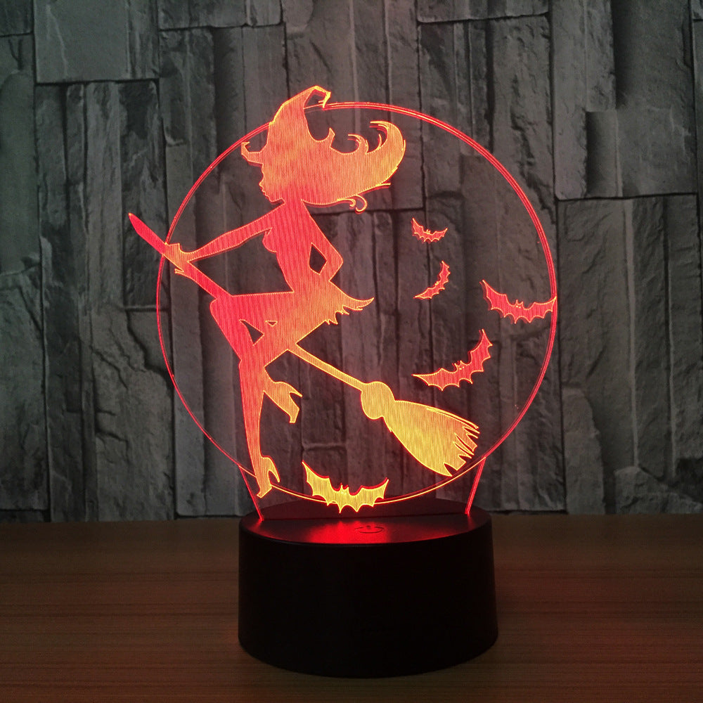 7 Color 3D LED  Acrylic Witch Table Lamp