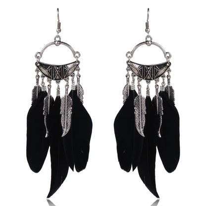 Black Feather Designer Fashion Earrings