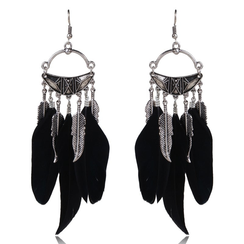 Black Feather Designer Fashion Earrings