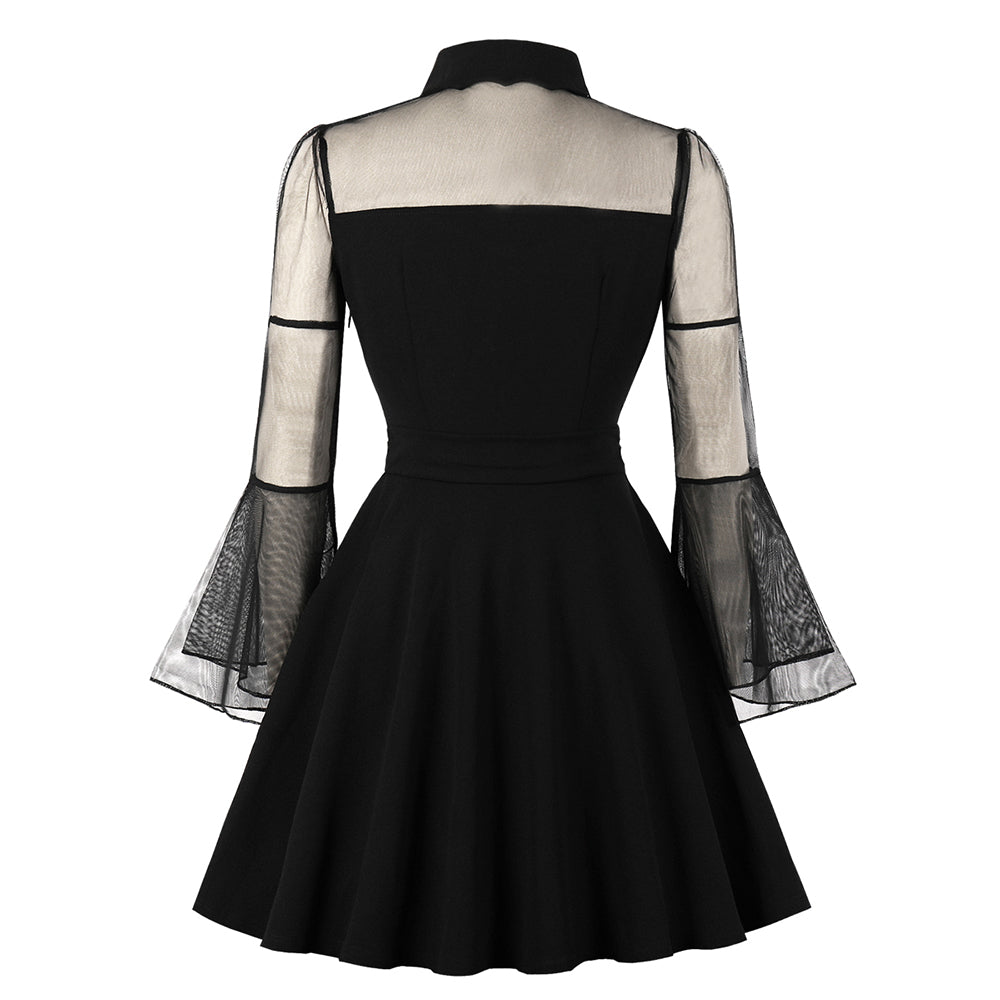 Gothic See Through Flare Sleeve Mini Dress