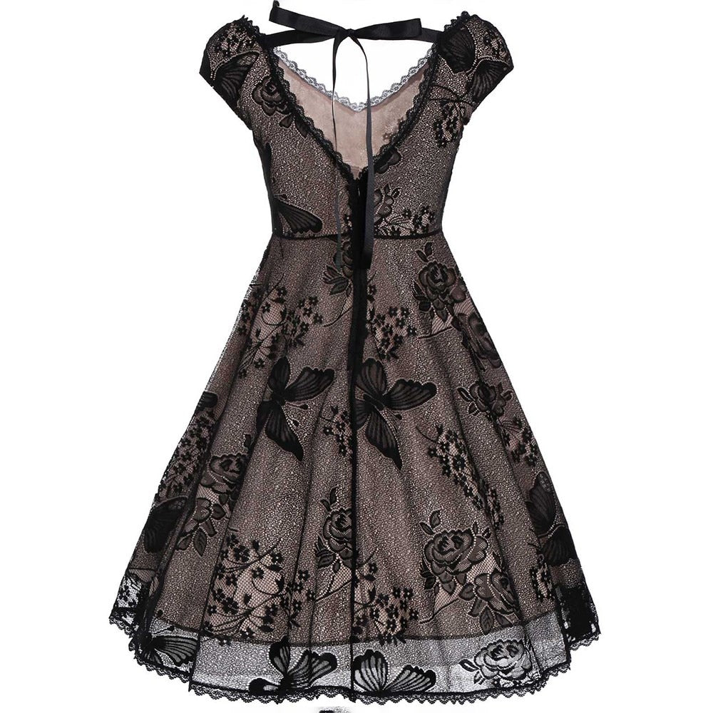 Black Butterfly Gothic Lace Dress