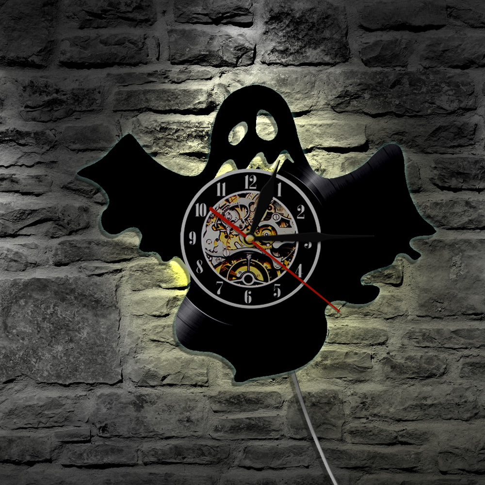 7 Color 3D LED Ghost Vinyl Wall Clock