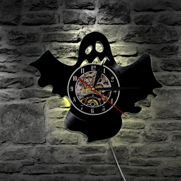 7 Color 3D LED Ghost Vinyl Wall Clock