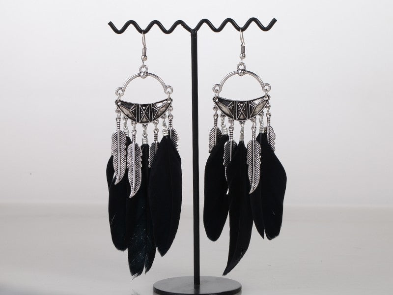Black Feather Designer Fashion Earrings