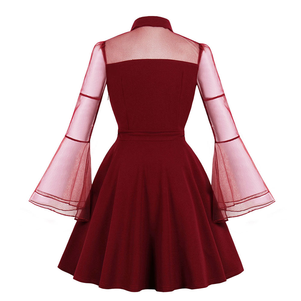 Gothic See Through Flare Sleeve Mini Dress