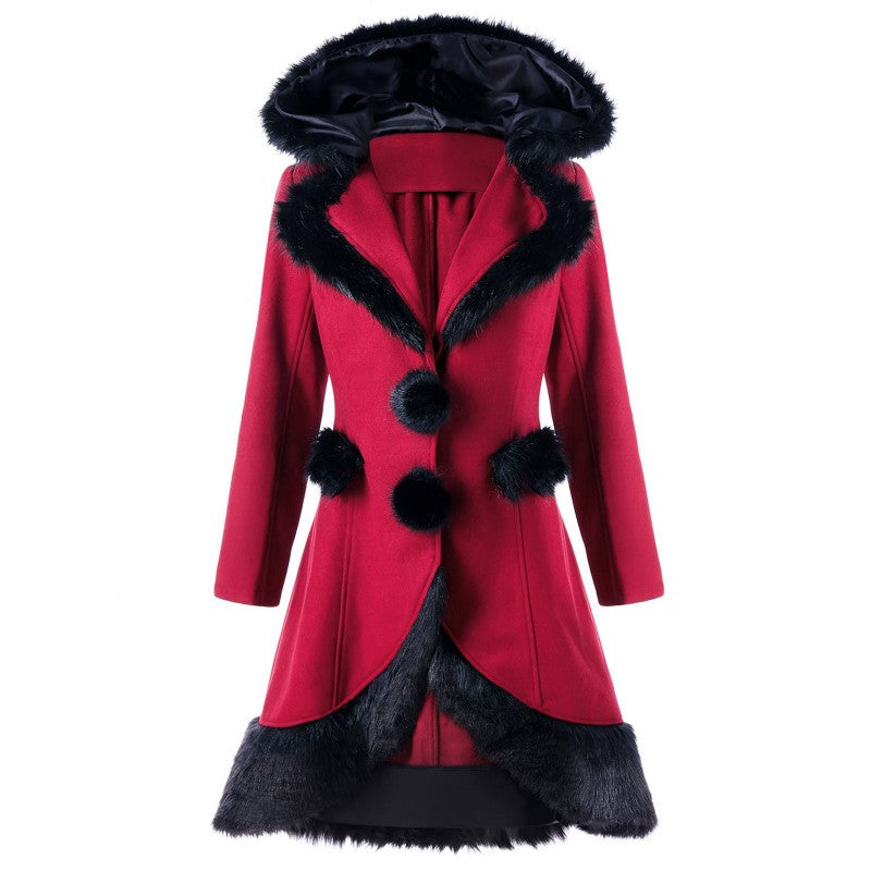 Hair Collar Spliced Coat