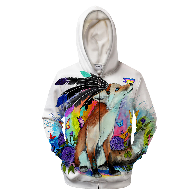 Fuchs Friends by KhaliaArt Zipper 3D Sweatshirt