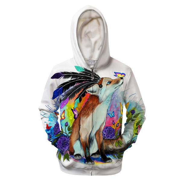 Fuchs Friends by KhaliaArt Zipper 3D Sweatshirt