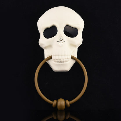 Halloween Horror Skull Door Knocker w/Sensor Sounds LED Light Eyes.