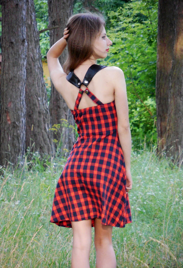 Plaid A-Line Gothic Spaghetti String Dress