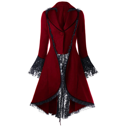 Gothic Lace-Up High Low Coat Winter Coat Jacket