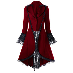 Gothic Lace-Up High Low Coat Winter Coat Jacket