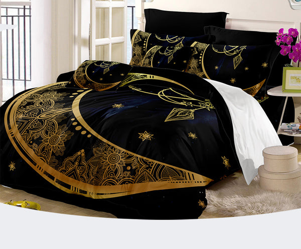 Golden Dark Moon Elephant Stars Dreamcatcher Bedding Sets