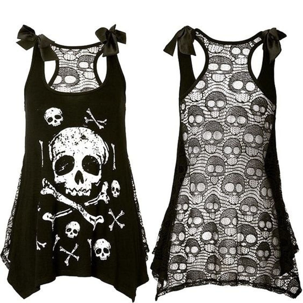 Skull Lace Gothic Mini Dress