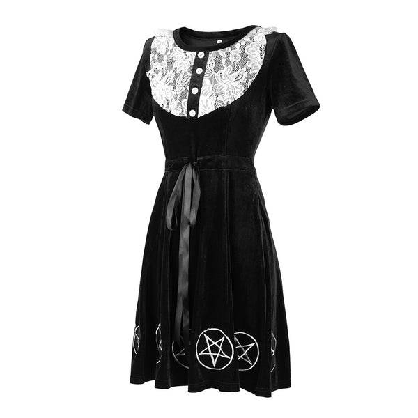 Rosetic Gothic Lace Pentegram Mini Dress