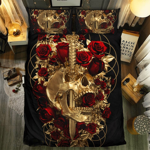 Skull and Roses 3D Printed Fanaijia Gothic Style Bedding