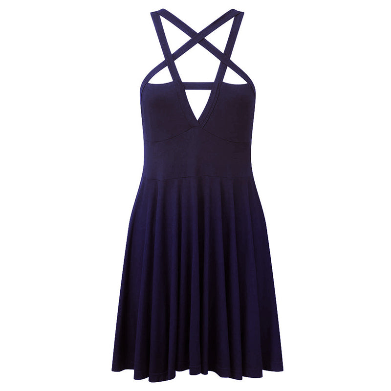 Sleeveless Bandage Pentagram Gothic Dress