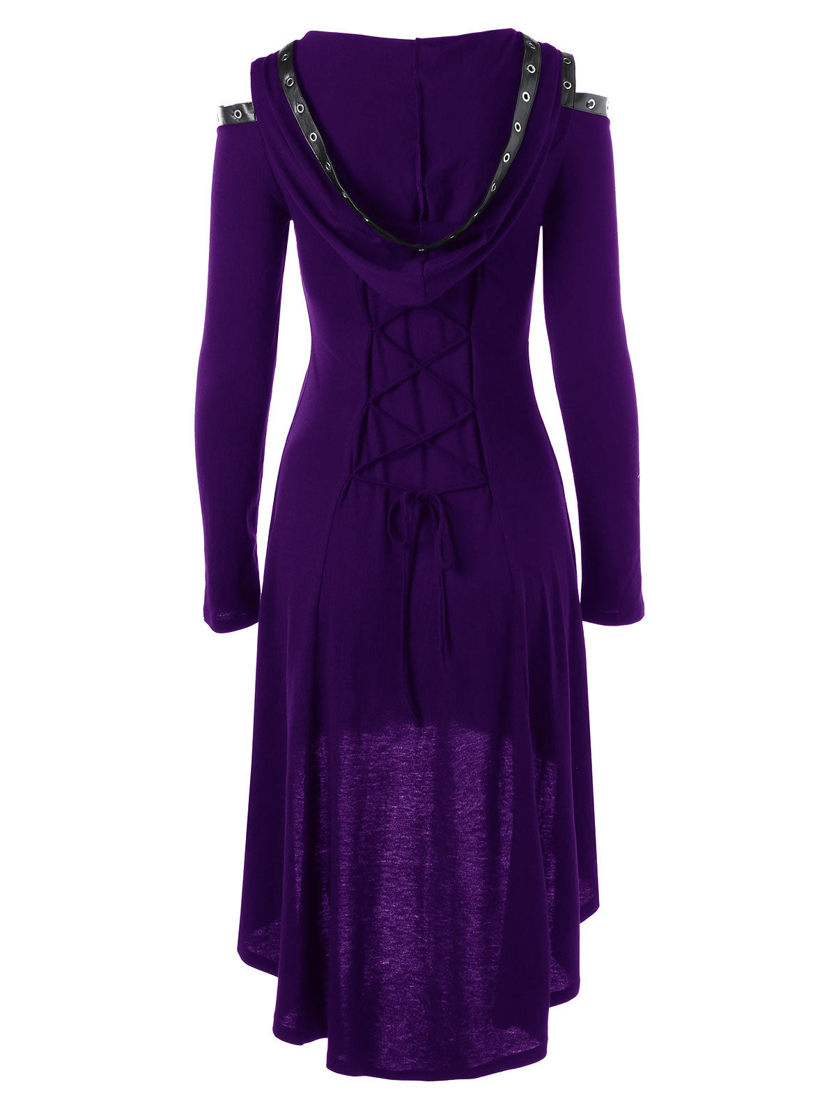 Lace up Long Sleeve Hooded Gothic Dress
