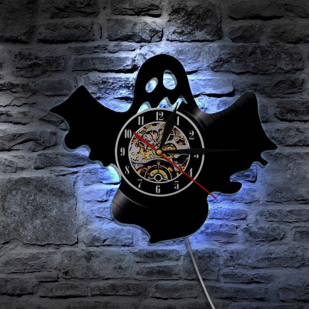 7 Color 3D LED Ghost Vinyl Wall Clock