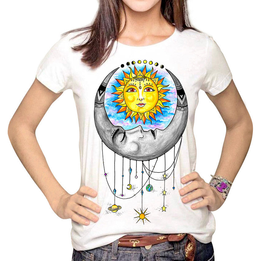 Sleepy Moon And Happy Sun 3D T-Shirt