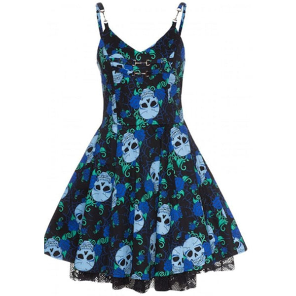 Gothic Skull Lace Mini Dress
