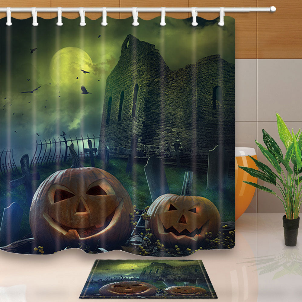 Halloween Shower Curtain with Mat