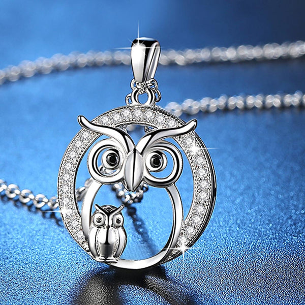 Zircon Pendant  Owl Necklace