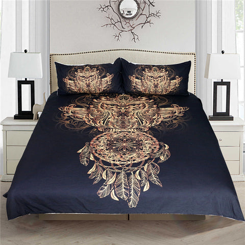3pc Golden Owl Dreamcatcher Bedding Set