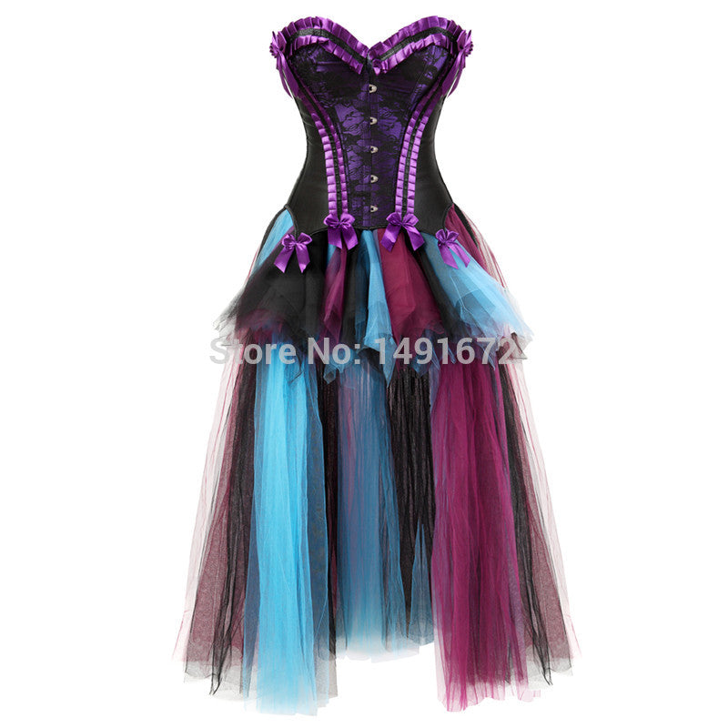 Renaissance Charmain Womens Corset Bustier Victorian Dress with Skirt