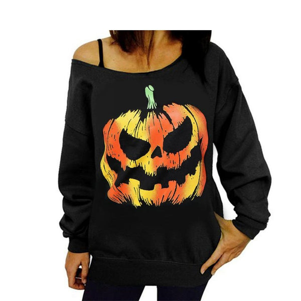 Pumpkin Print Long Sleeve Sweatshirt