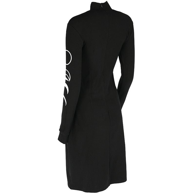 Gothic Turtle Neck Moon Phases Dress