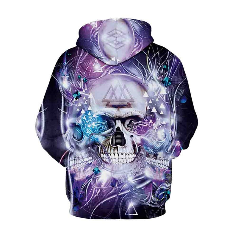 Mechanical Skull 3D Print Hooded Sweatshirt