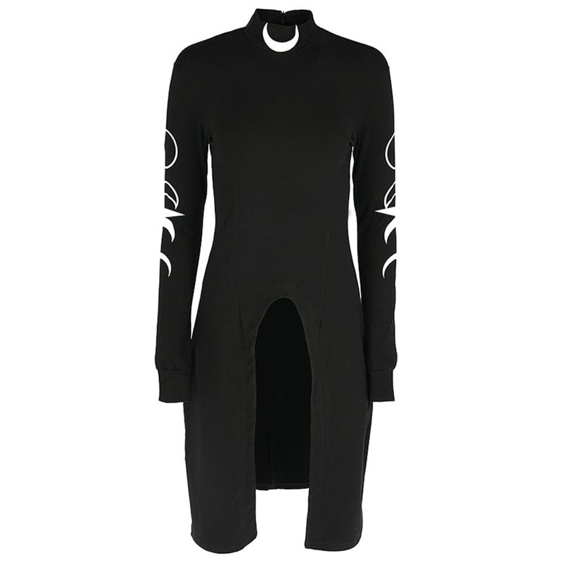 Gothic Turtle Neck Moon Phases Dress