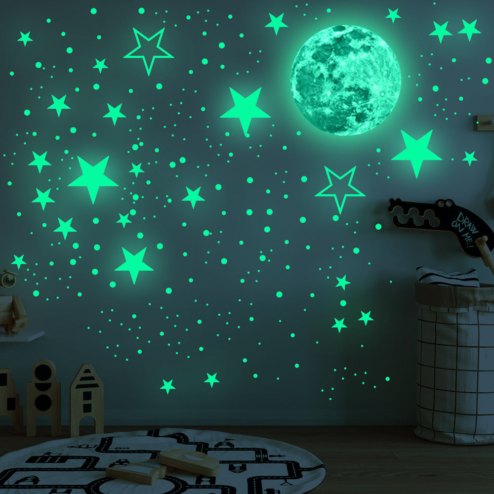 435pcs Moon Stars Dots Luminous Glow in the Dark Wall Stickers