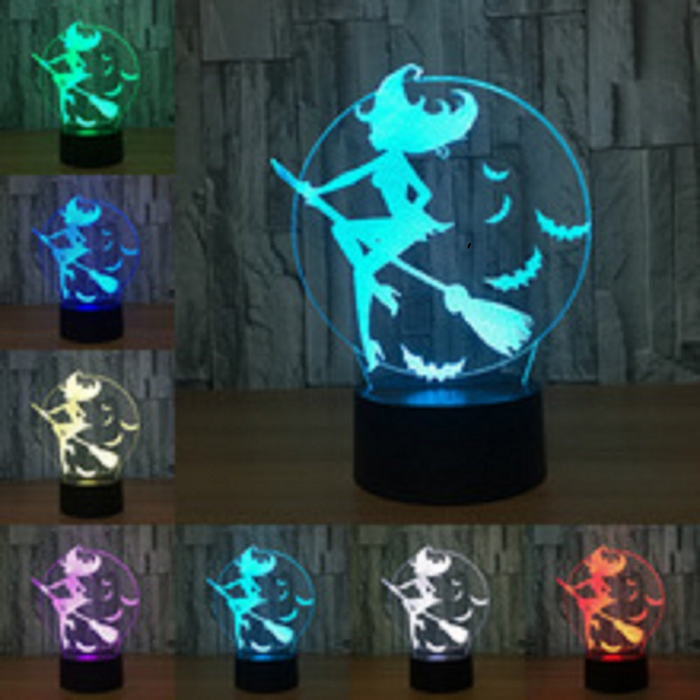 7 Color 3D LED  Acrylic Witch Table Lamp