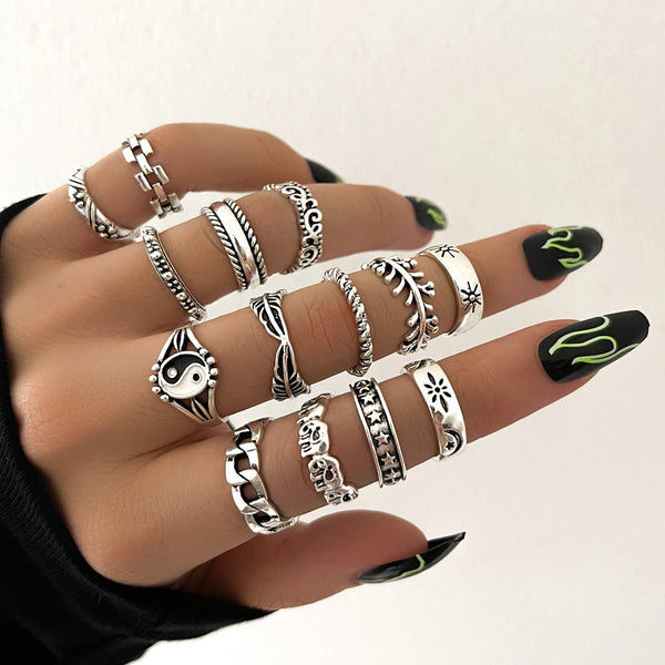 14pcs Silver Rings - The Official Strange & Creepy Store!