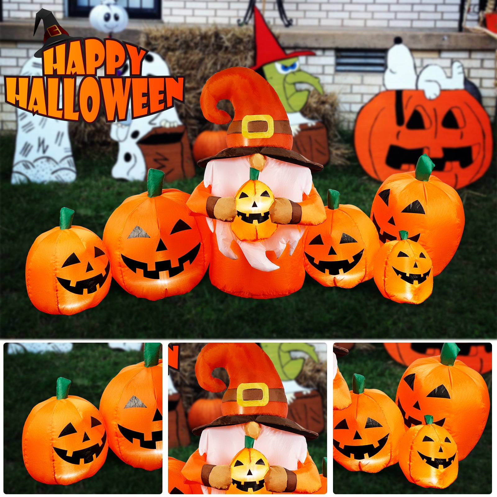 8FT Long LED Inflatable Pumpkin Decoration