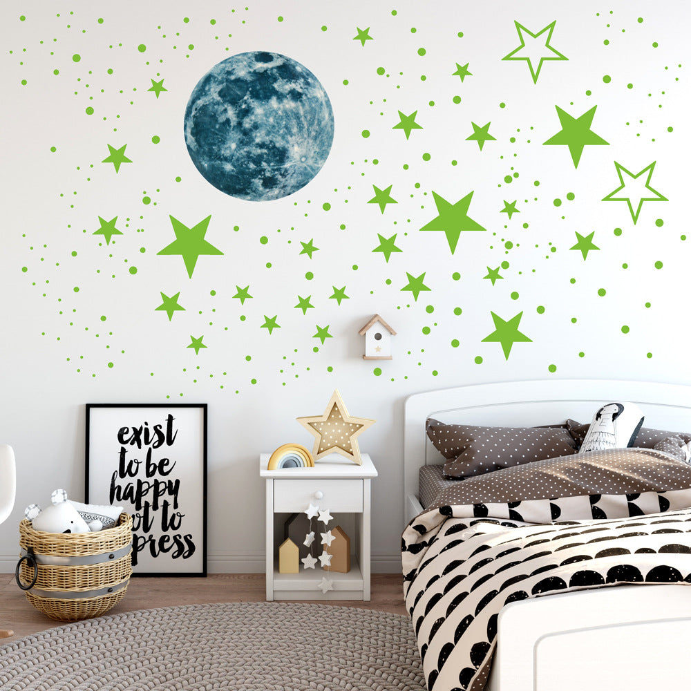 435pcs Moon Stars Dots Luminous Glow in the Dark Wall Stickers