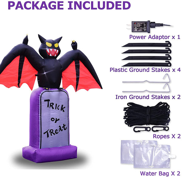 5FT Tall Inflatable LED Bat Tombstone
