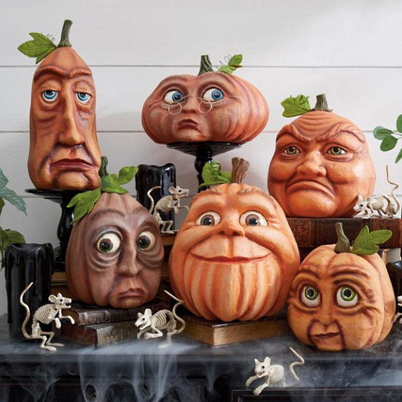 6pc Set Halloween Pumpkin Head Decorations