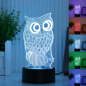 7 Color Owl Lamp 3D Visual Acrylic Night Lamp