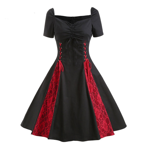 Vintage Gothic Lace Up Dress