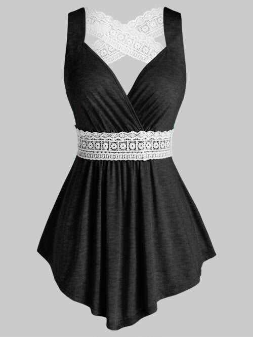 Lace V Neck Tank Top Shirt