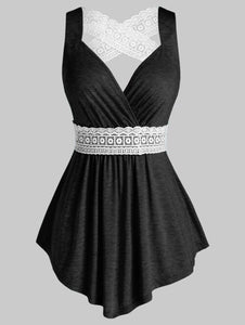 Lace V Neck Tank Top Shirt