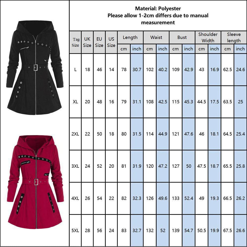 Gothic Style Hooded Sweatshirt Plus Size