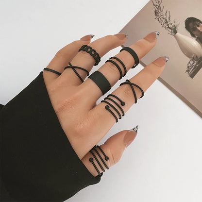 Gothic Style Black Knuckle Ring Set