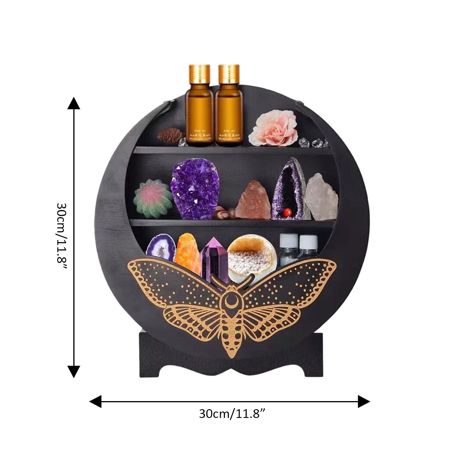 The Moon Moth Essential Oil And Crystals Rack