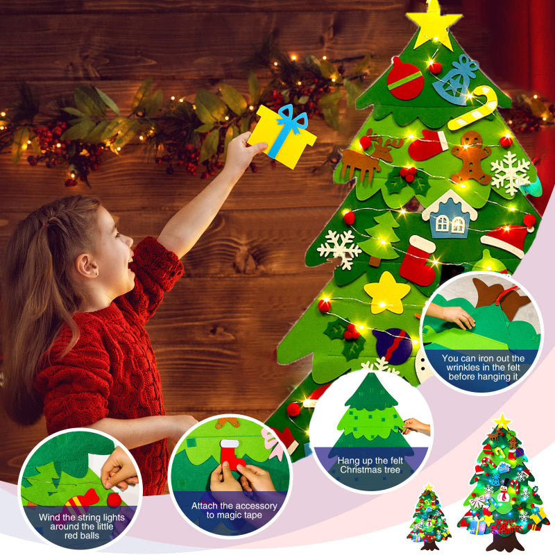 32PCS DIY Felt LED String Lights Christmas Tree