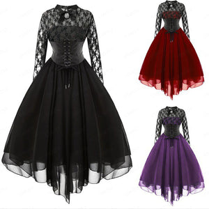 Long Sleeve Lace Gothic Dress