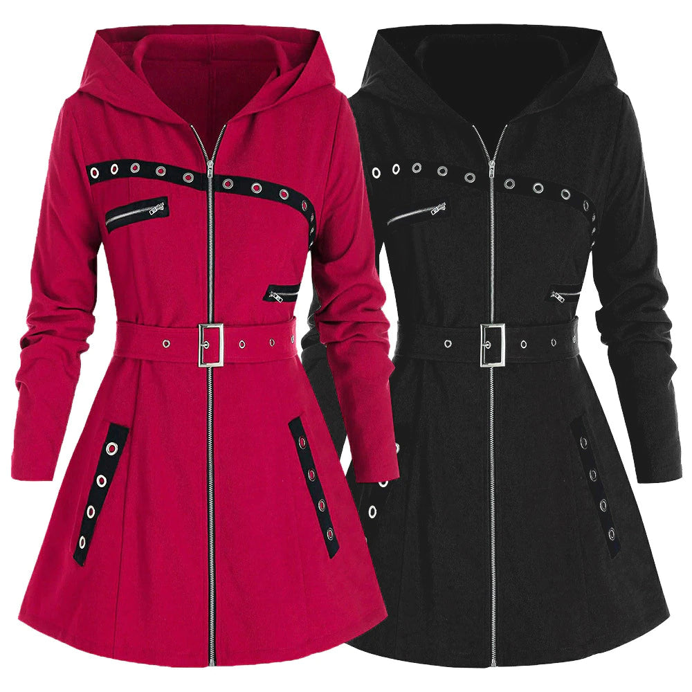 Gothic Style Hooded Sweatshirt Plus Size